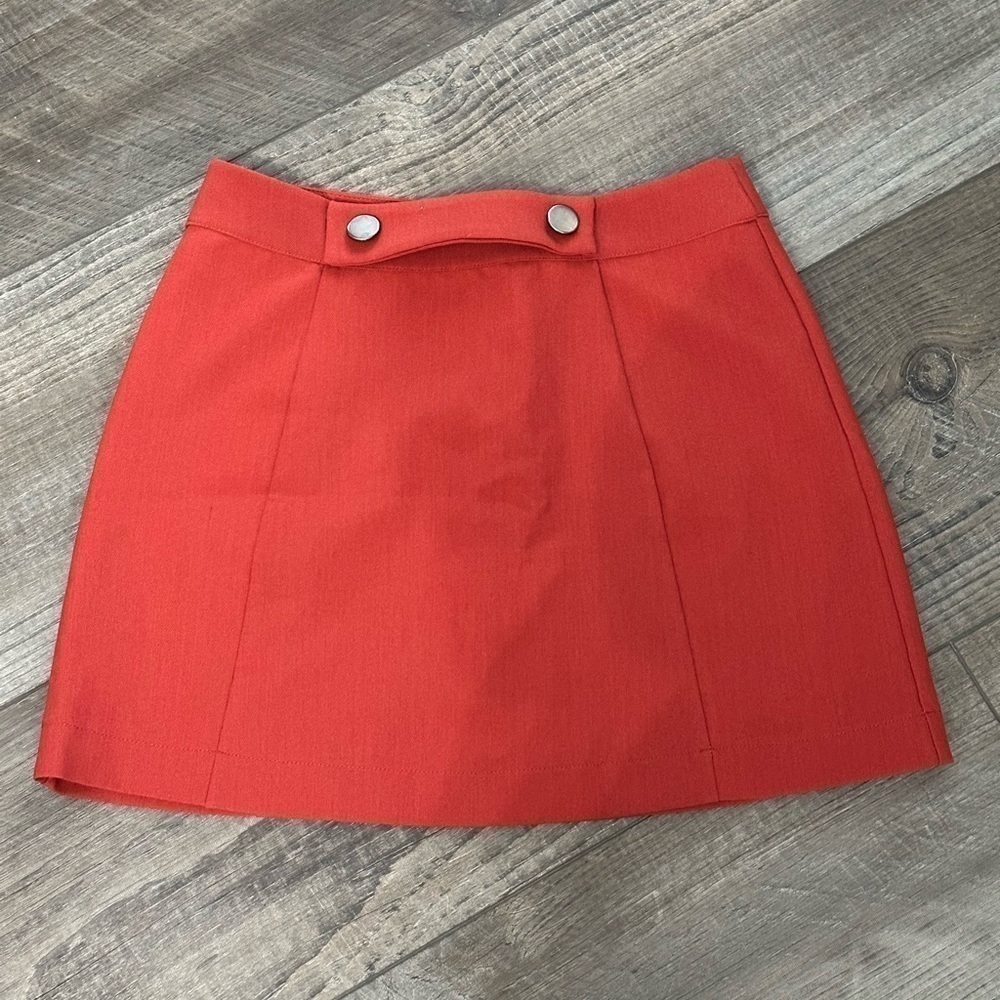 Forever 21 Burnt Orange Mini Skirt with Silver Button Detail Size S